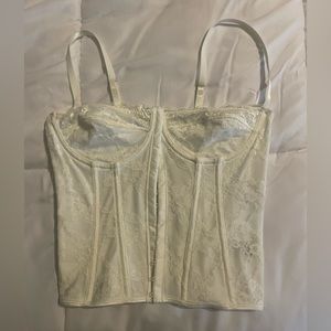 Shein white lace corset top